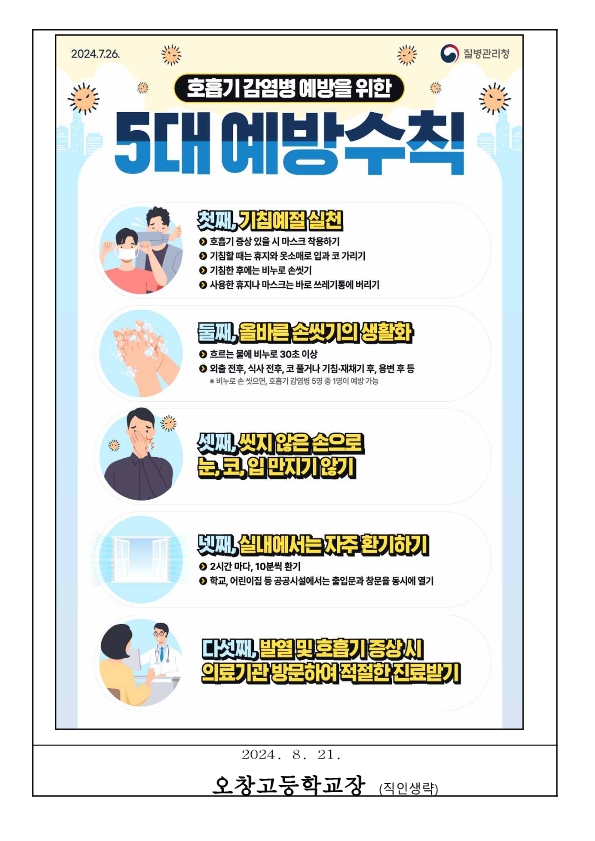 코로나-19 등 호흡기 감염병 예방 및 관리 안내 가정통신문_2