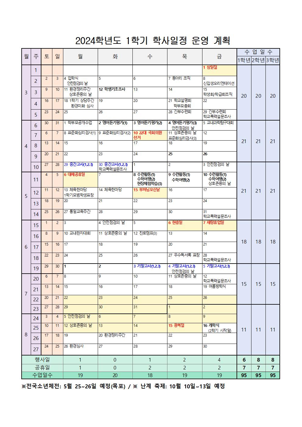 2024학년도 학사일정 운영 계획(변경후)001