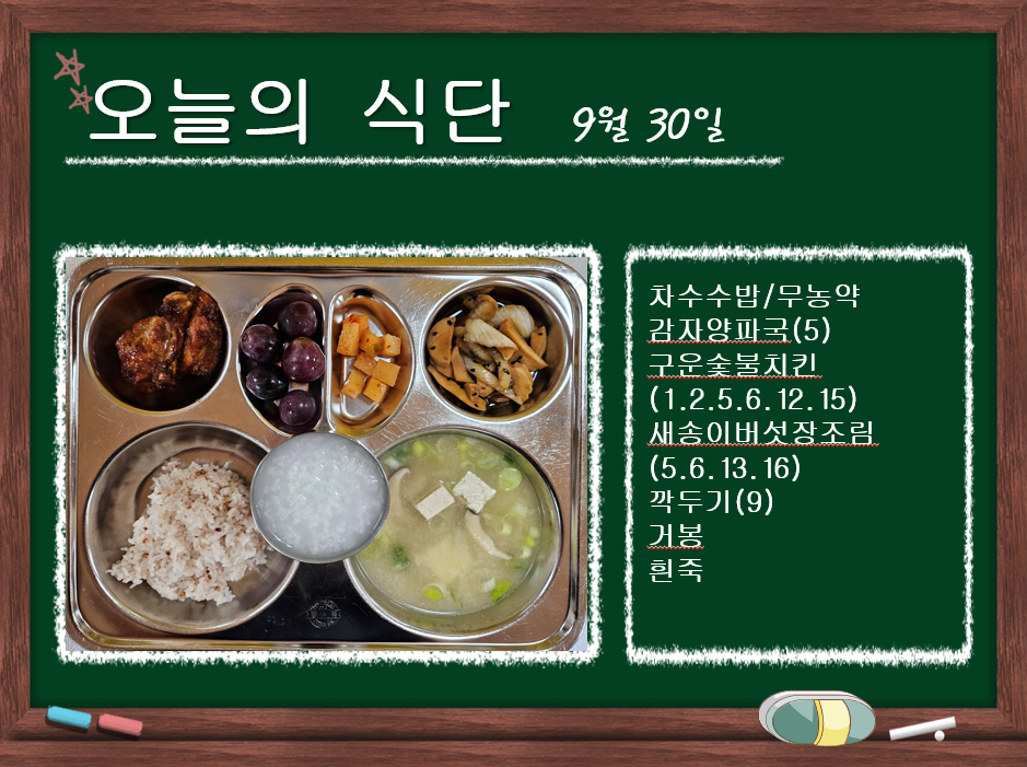 오늘의 식단 사진(2024.9.30)