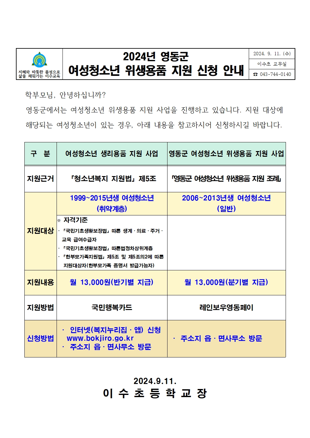 (2차)여성청소년위생용품지원신청안내문(이수초)001