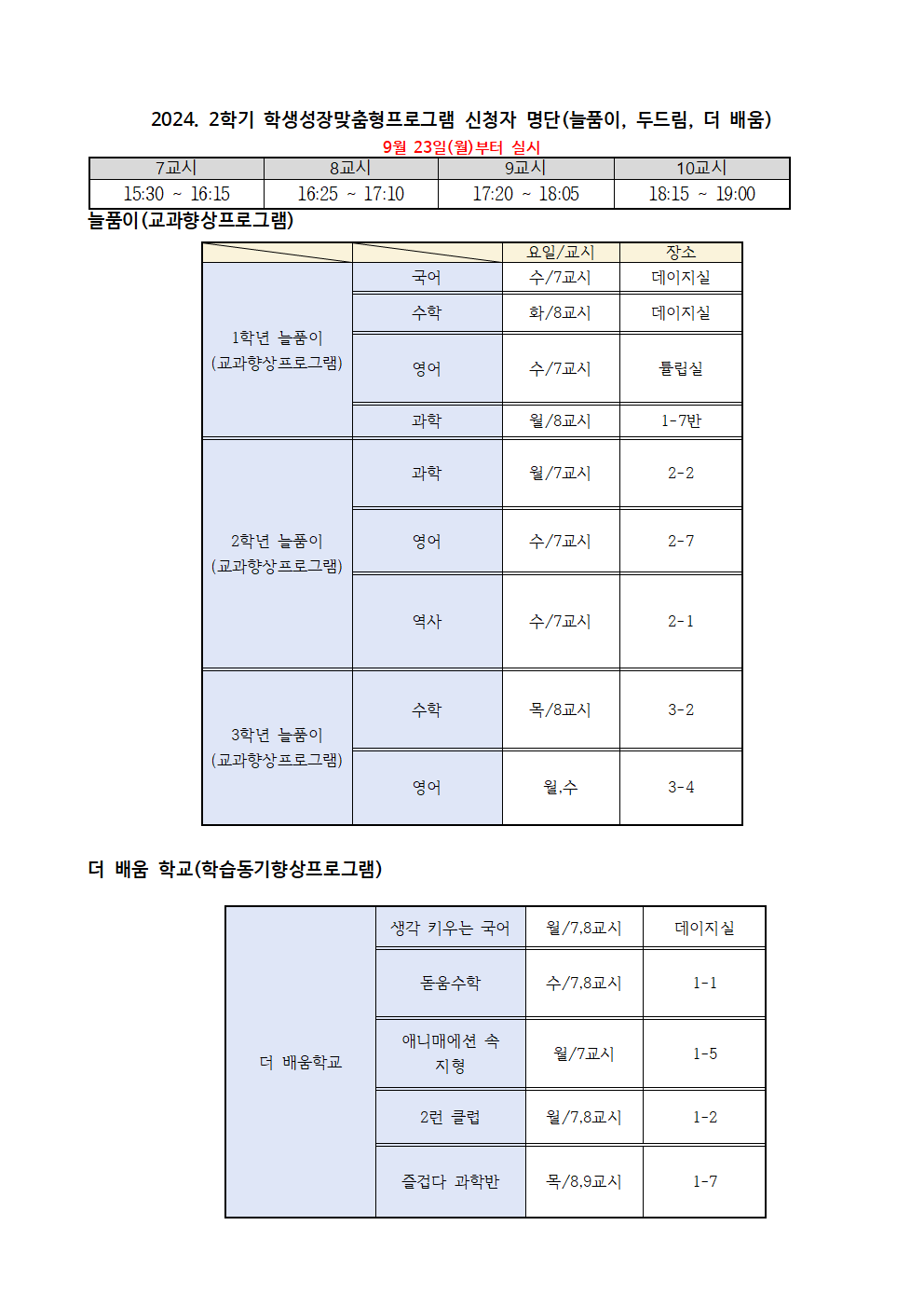 학생성장프로그램 반,학생 명단001