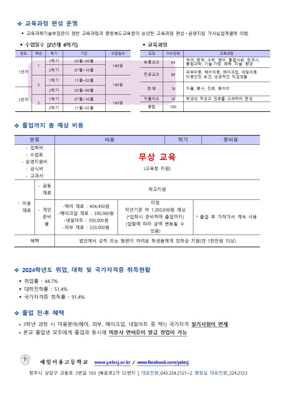 2025학년도 예일미용고 신입생 모집 안내 및 소개002