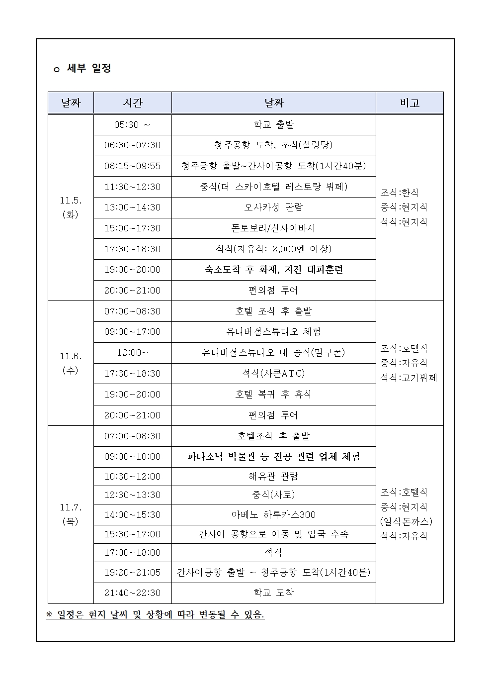 2024학년도 1학년 해외 현장체험학습(수학여행) 안내 가정통신문002