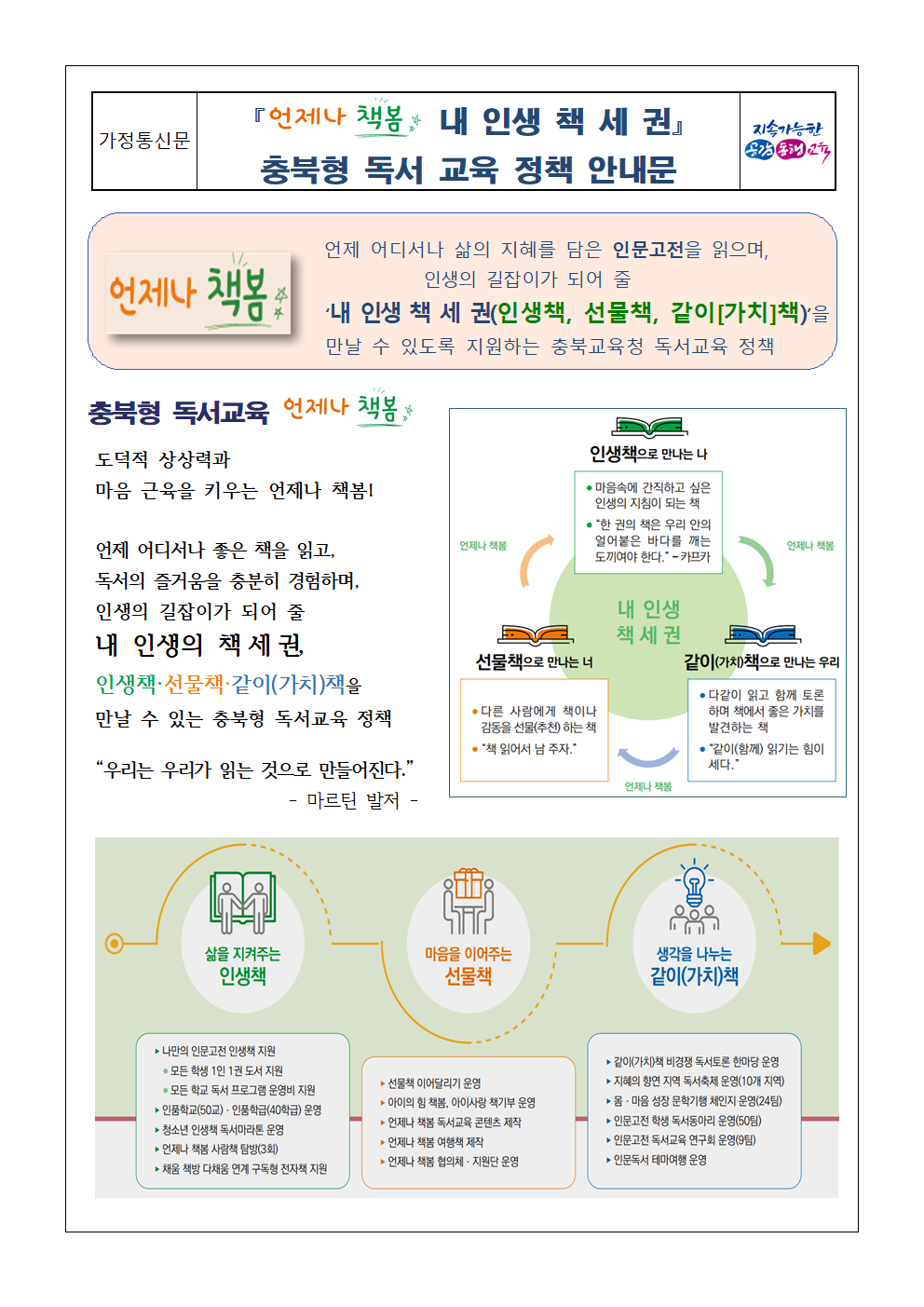 충북형 독서교육 언제나 책봄 독서교육 안내001