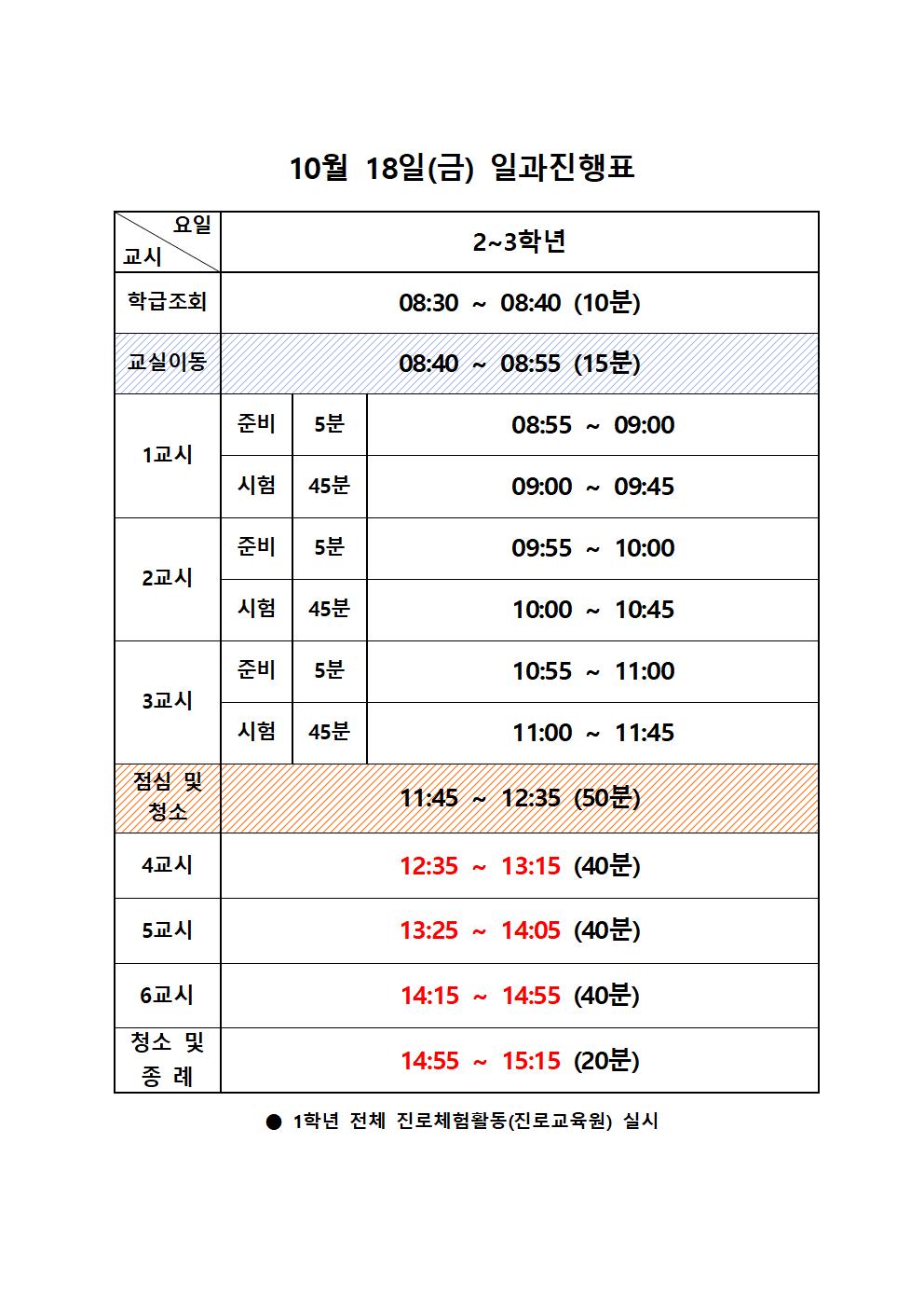 일과진행표(3회고사10.16-10.18.)003