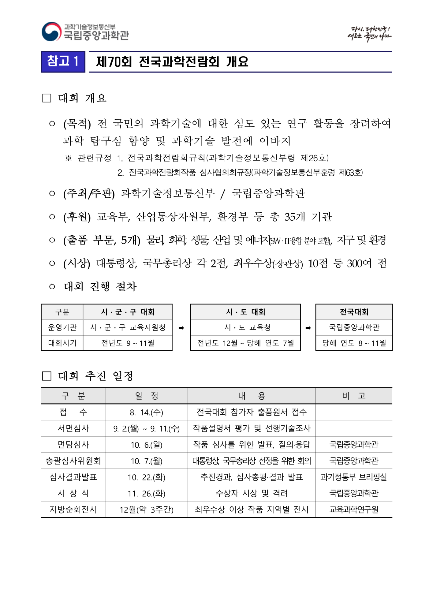 충청북도자연과학교육원 창의인재부_제70회 전국과학전람회 작품전시 안내자료_2