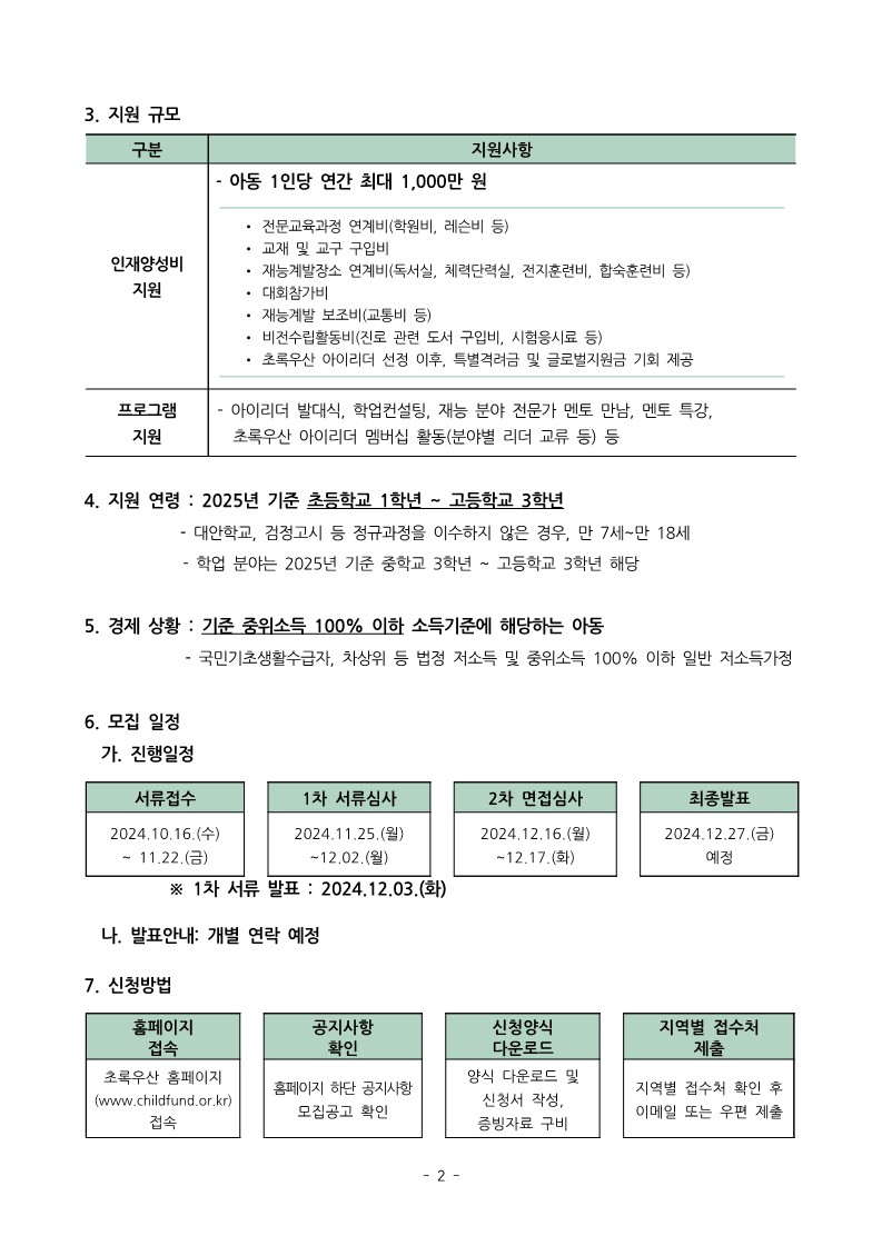 [덕산중학교-10040 (첨부) 충청북도교육청 재정복지과] [붙임1] 2025년 초록우산 아이리더 신규모집 안내문_2