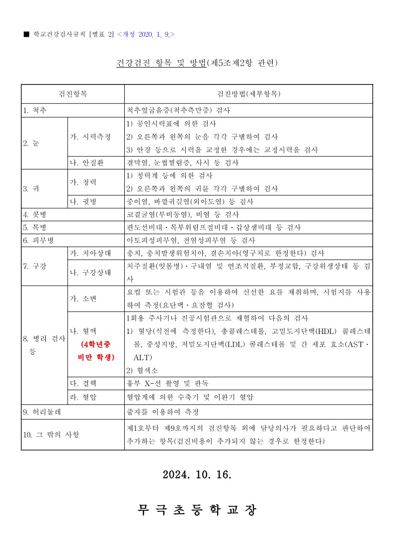 2024. 학생 건강검진 실시 안내문(무극초)_2