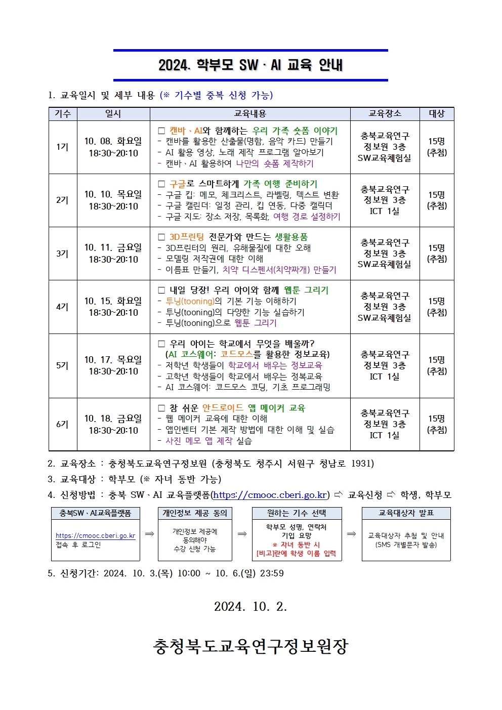 2024. 충청북도교육연구정보원 학부모 SW·AI 교육 안내001