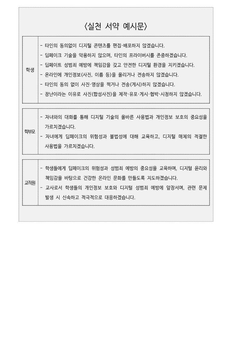 딥페이크 교육 3주체 실천 서약 챌린지 가정통신문_2