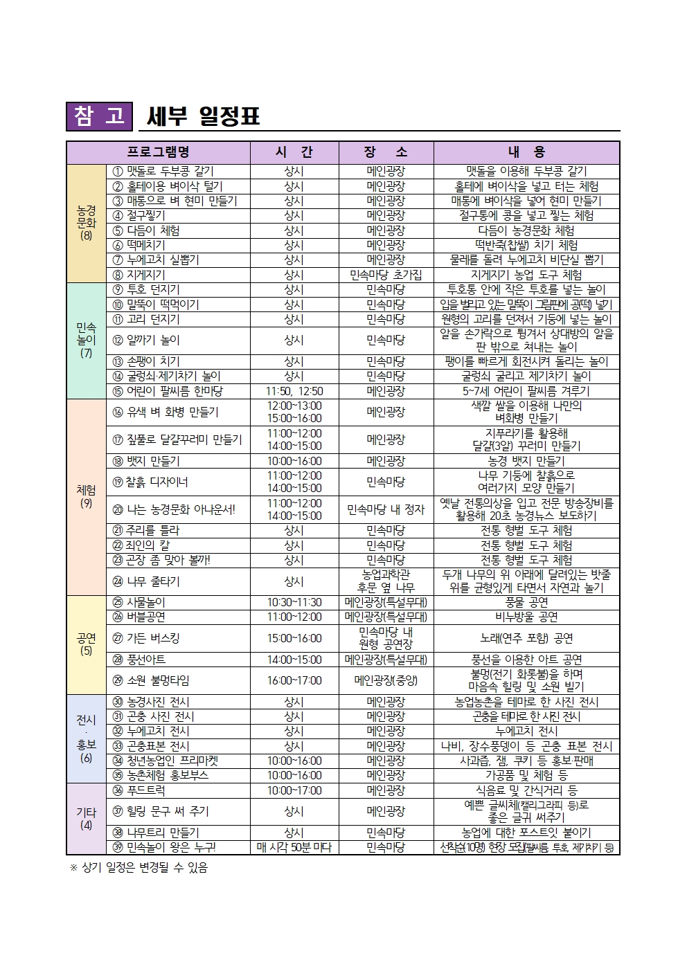 붙임1_제16회 농업농촌사랑 푸른뜰 체험행사 추진 계획002