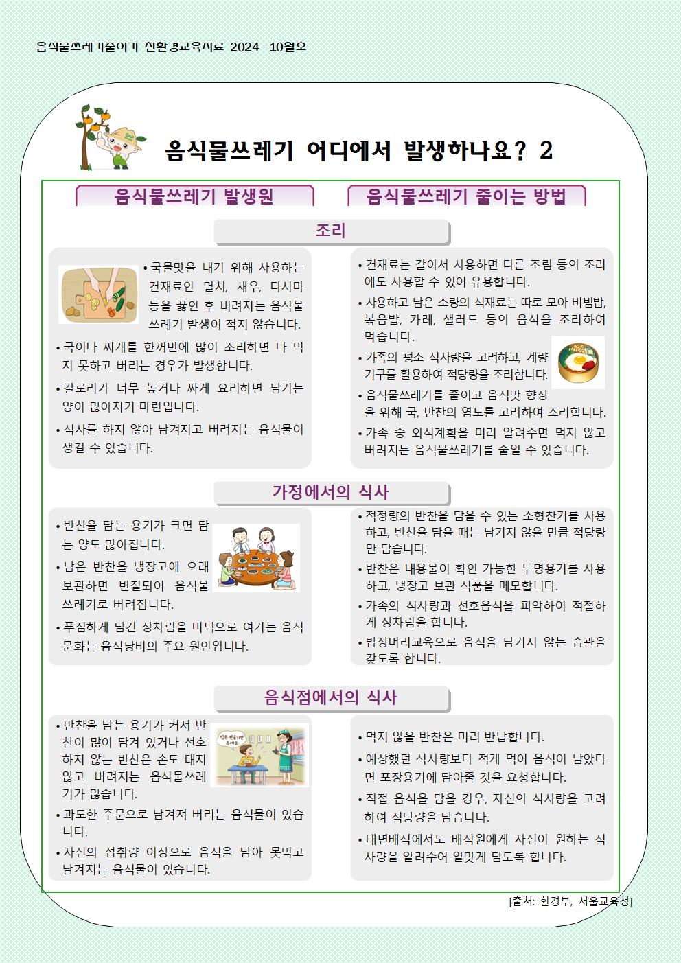 10월 음식물쓰레기 줄이기 교육자료