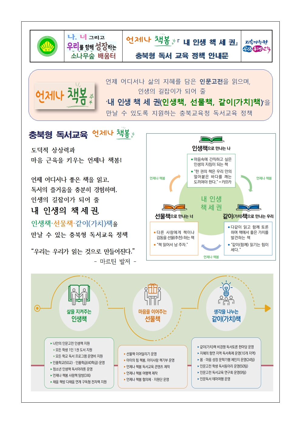 (가정통신문)충북형 독서교육 언제나 책봄 독서교육 안내001