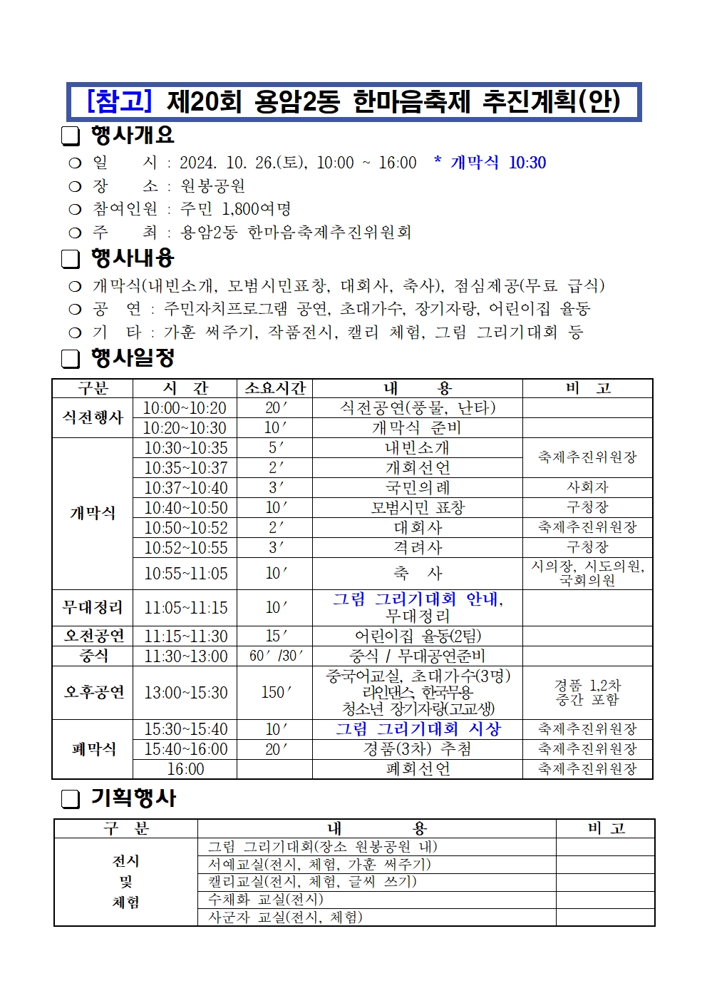 2024 용암2동한마음축제 어린이 그림그리기대회 공고문v004