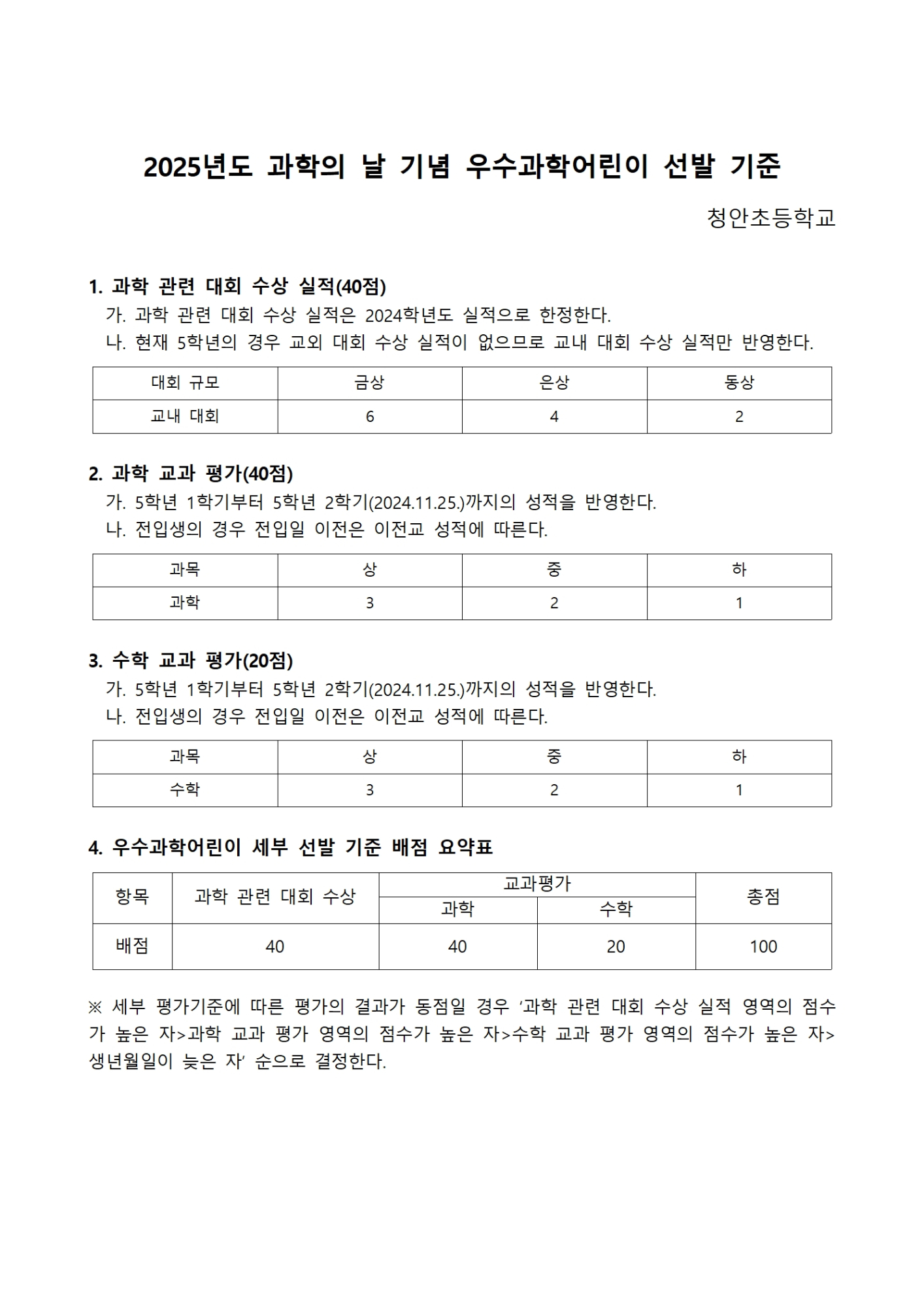 2025년도 과학의 날 기념 우수과학어린이 선발 기준 안내001