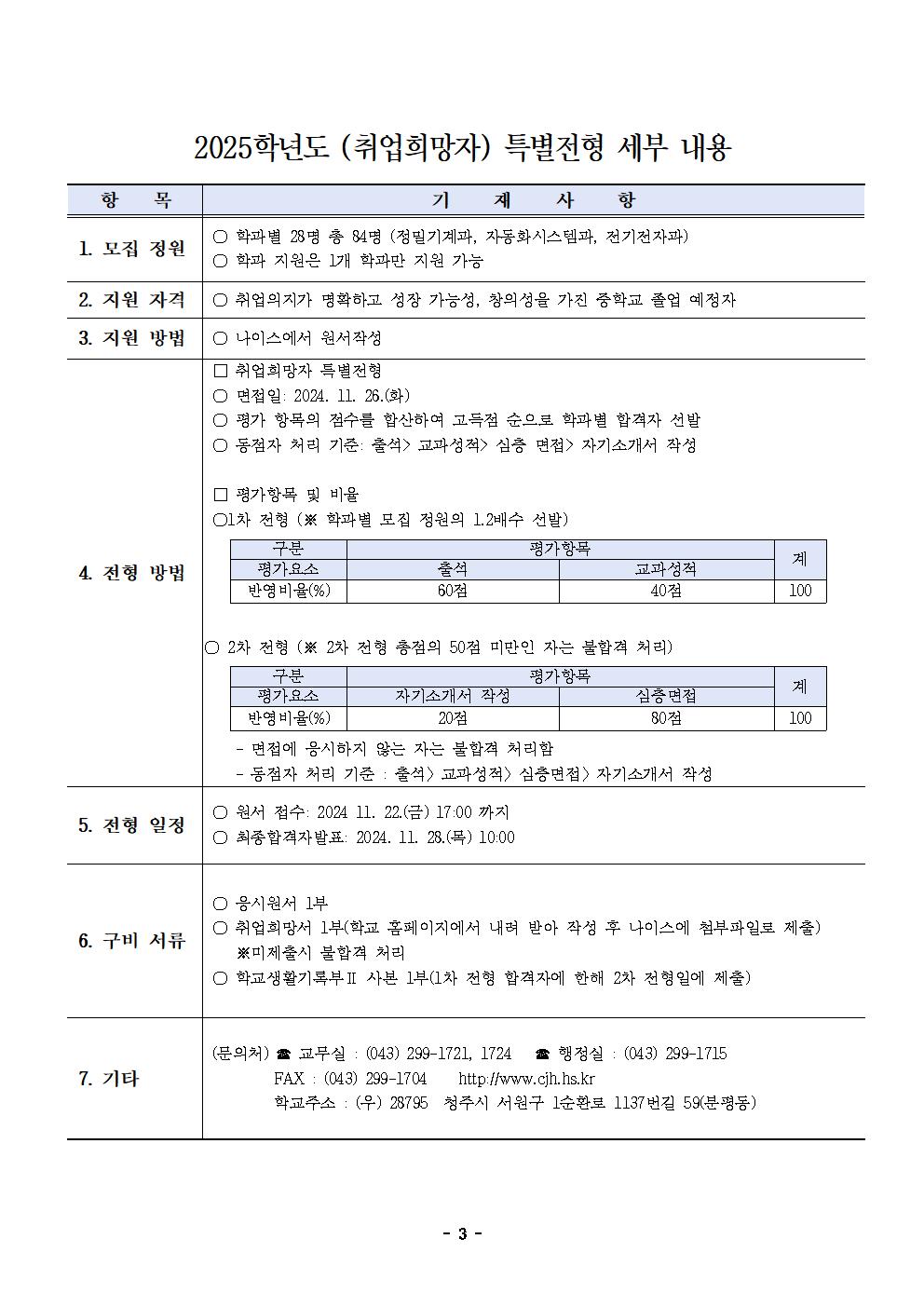 2025학년도 청주하이텍고등학교 입학전형 시행 요강(최종)003