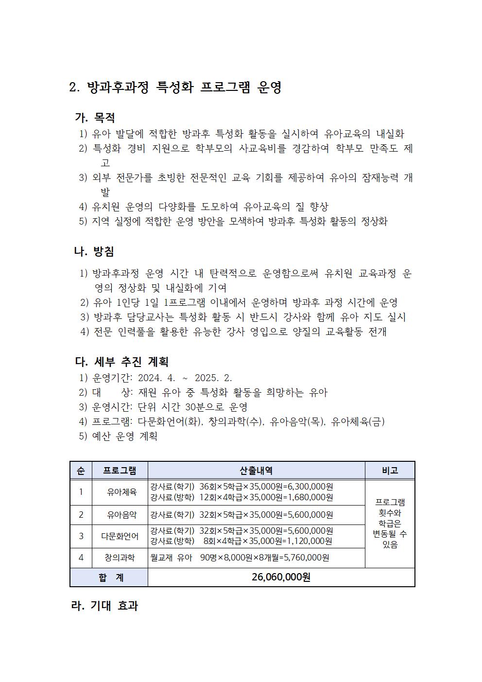 2024. 방과후과정 특성화 프로그램 운영001