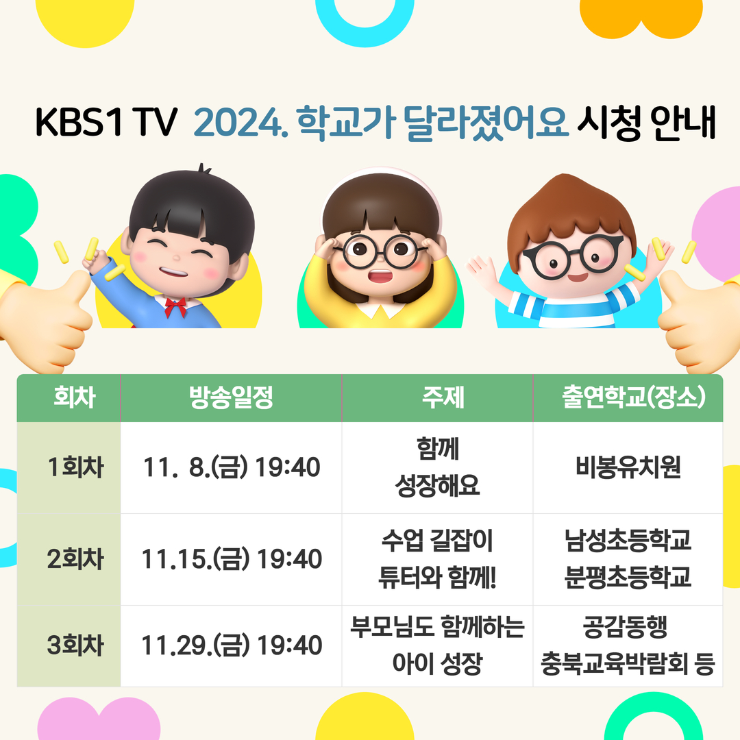 KBS 청주방송 '학교가 달라졌어요' 시청 안내