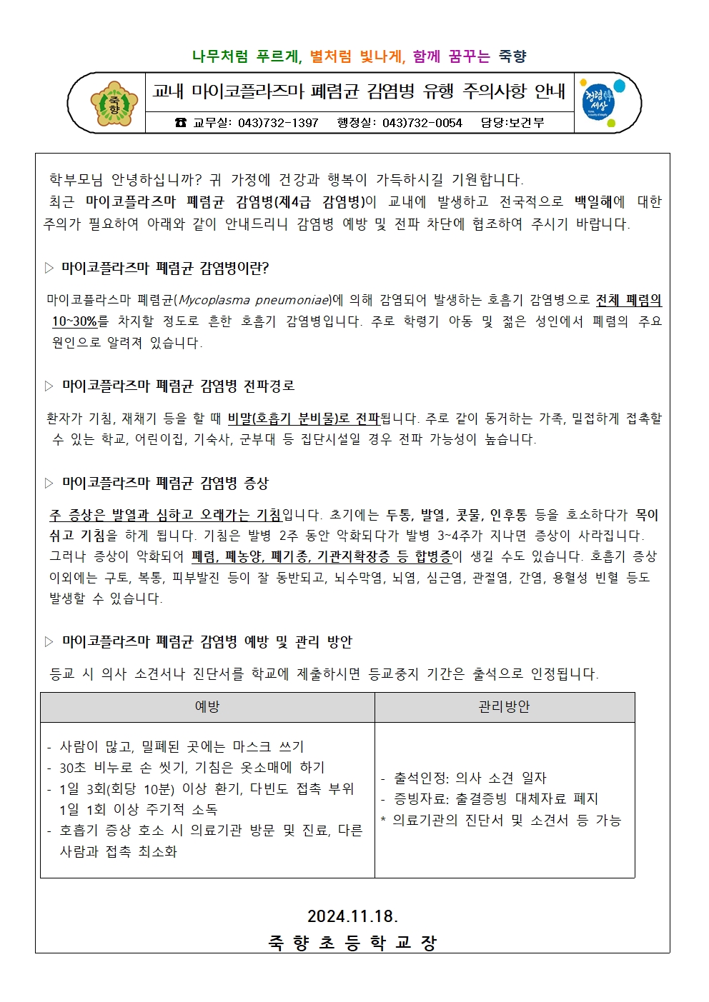 2024.마이코플라즈마폐렴 및 백일해 통신문001