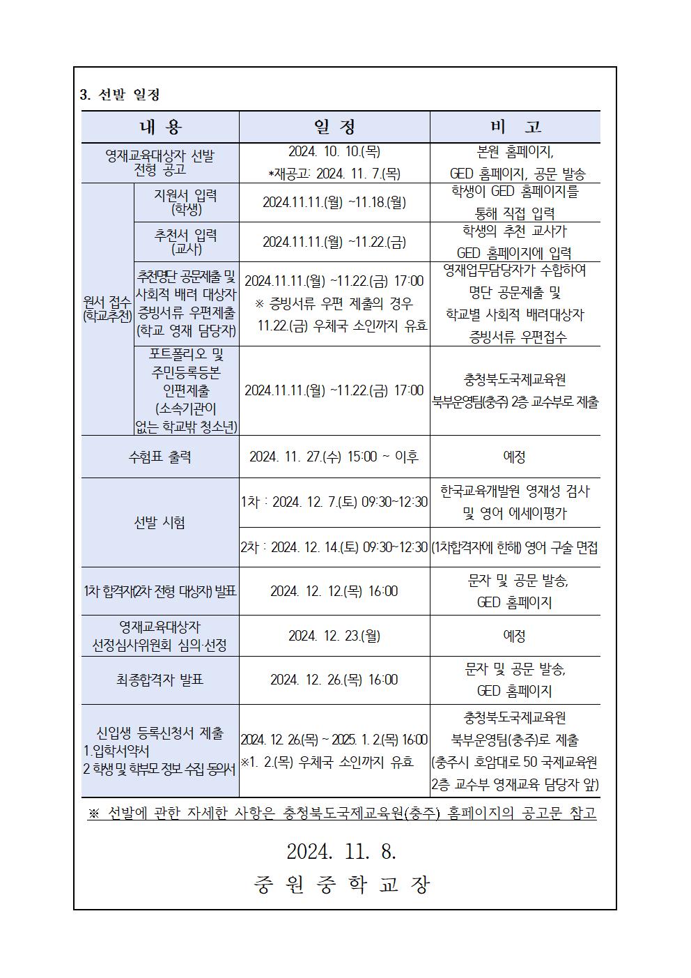 2025. 충북국제교육원 부설영재교육원(충주) 영재교육대상자 선발 가정통신문002