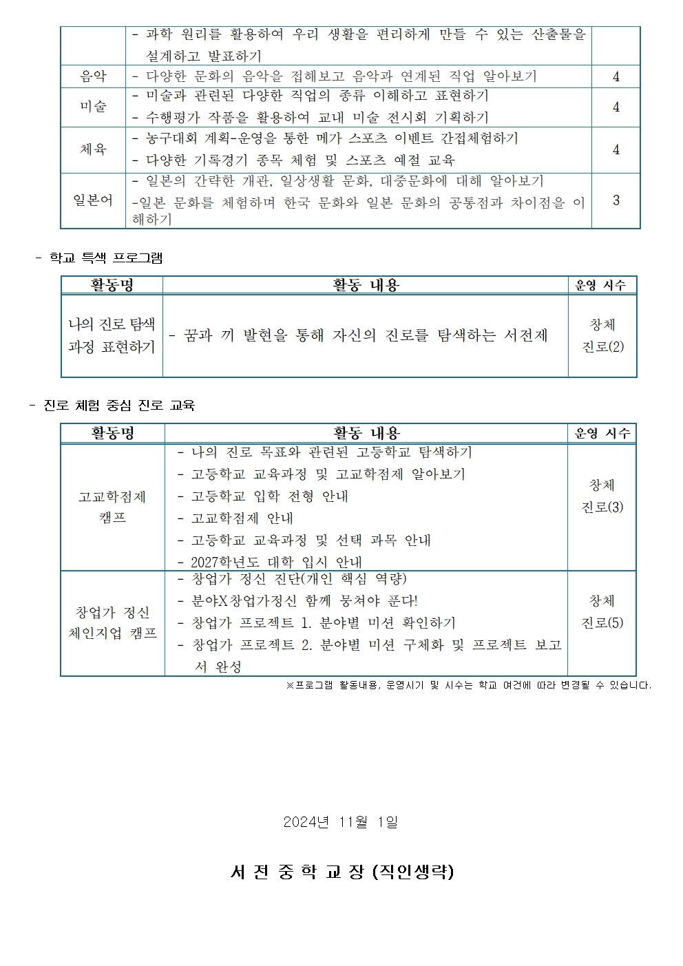 2024. 3학년 진로연계학기 운영 안내 가정통신문002