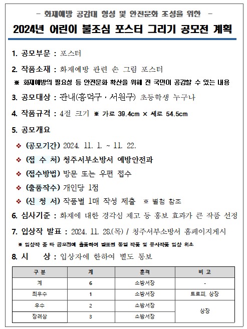 2024. 어린이 불조심 포스터 공모전