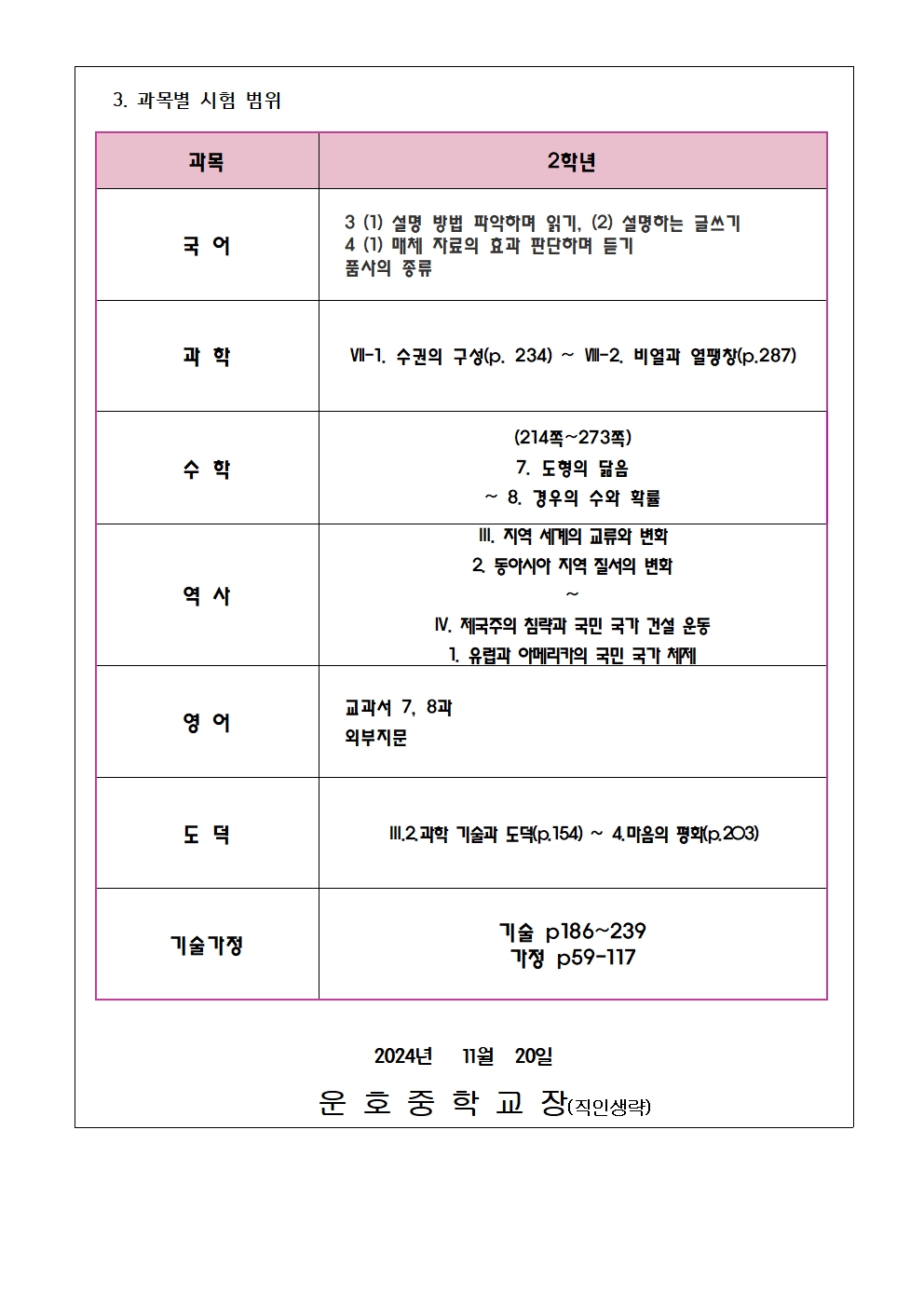 2024학년도 2학기 2차 지필평가 시행 안내002