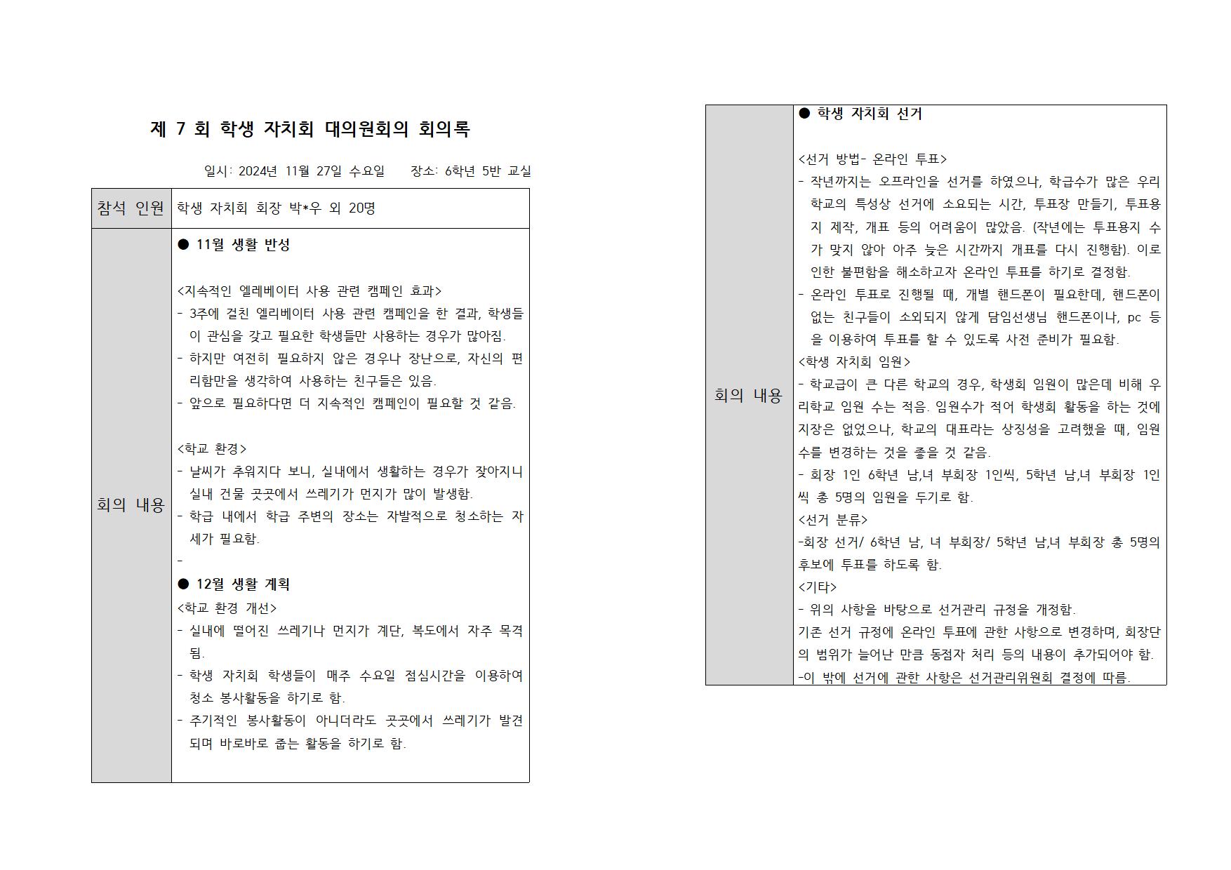 제 7 회 학생 자치회 대의원회의 회의록001