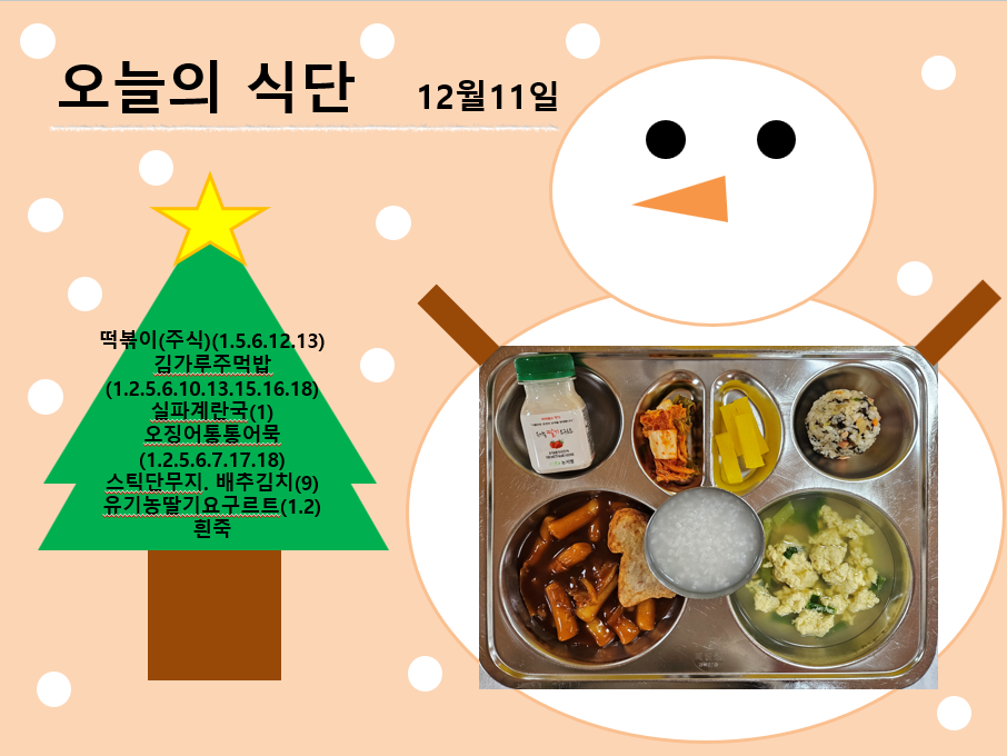 오늘의 식단 사진(2024.12.11)