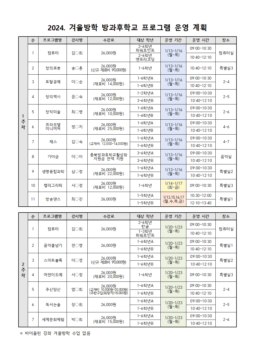 2024. 겨울방학 방과후학교 운영 계획004