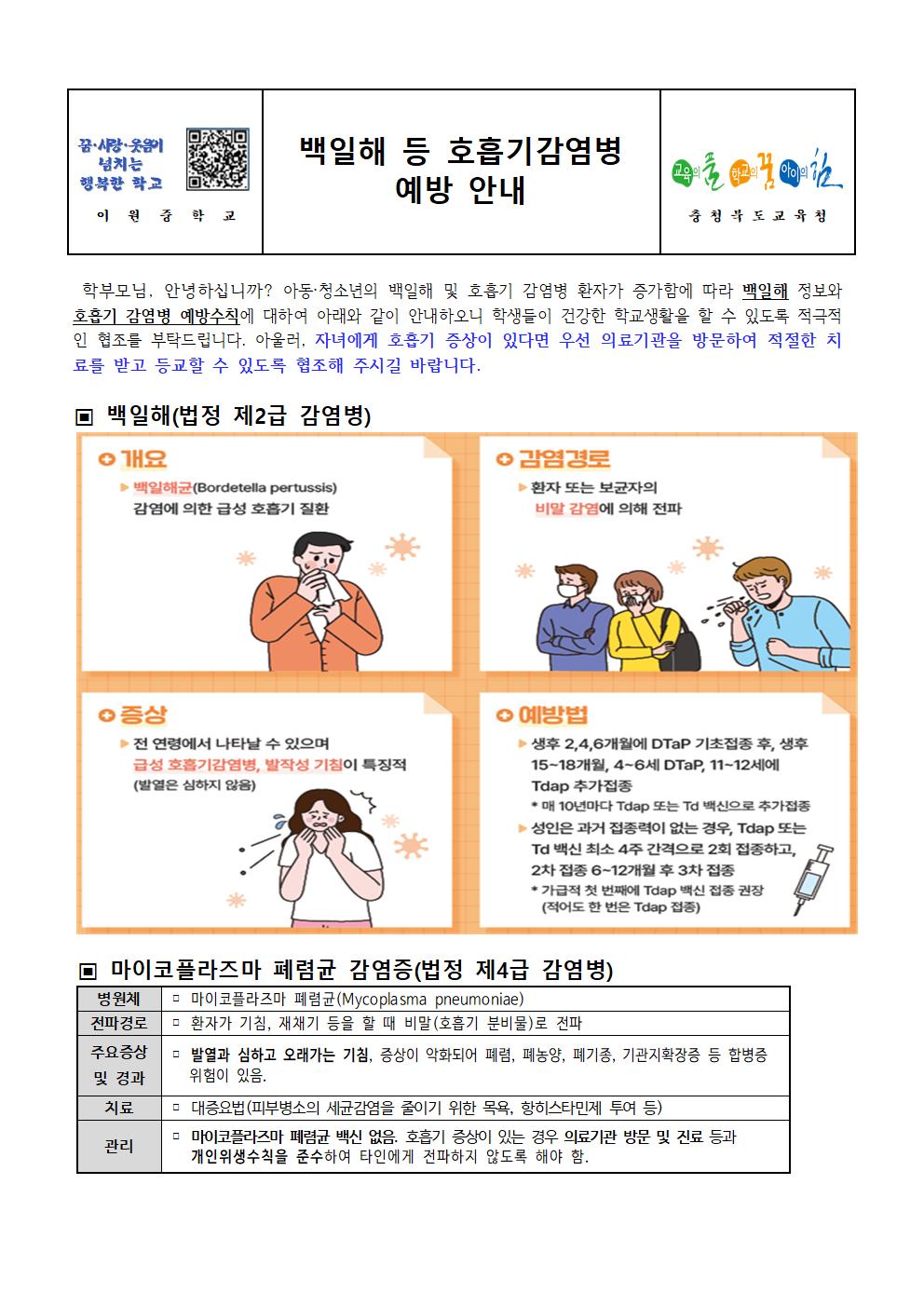 백일해 등 호흡기감염병 예방 안내001