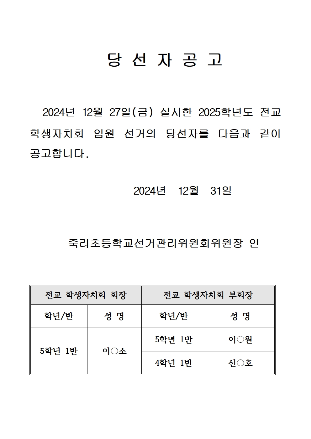 2025학년도 학생자치회 임원 당선자 공고(탑재용)001