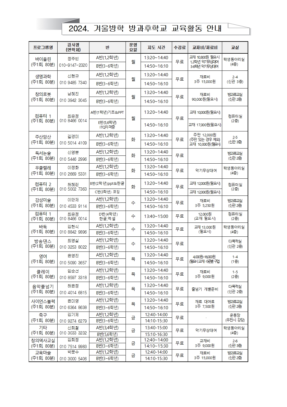 [가정통신문]2024. 겨울방학 방과후학교 수강료 스쿨뱅킹 안내002