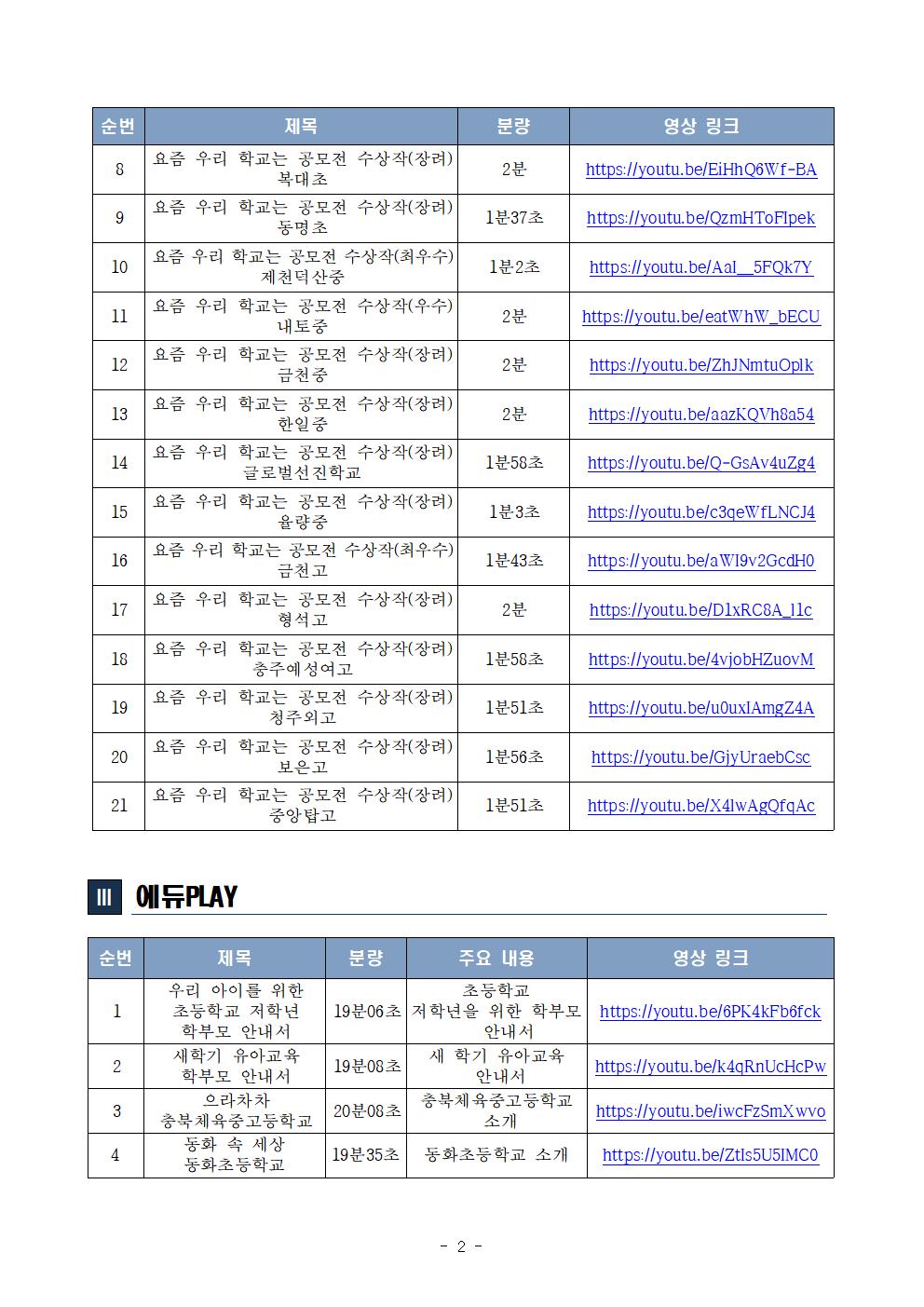 [운호고등학교-573 (첨부) 충청북도교육청 공보관] 2024. 교육현장 중심의 영상 콘텐츠 제작 목록002