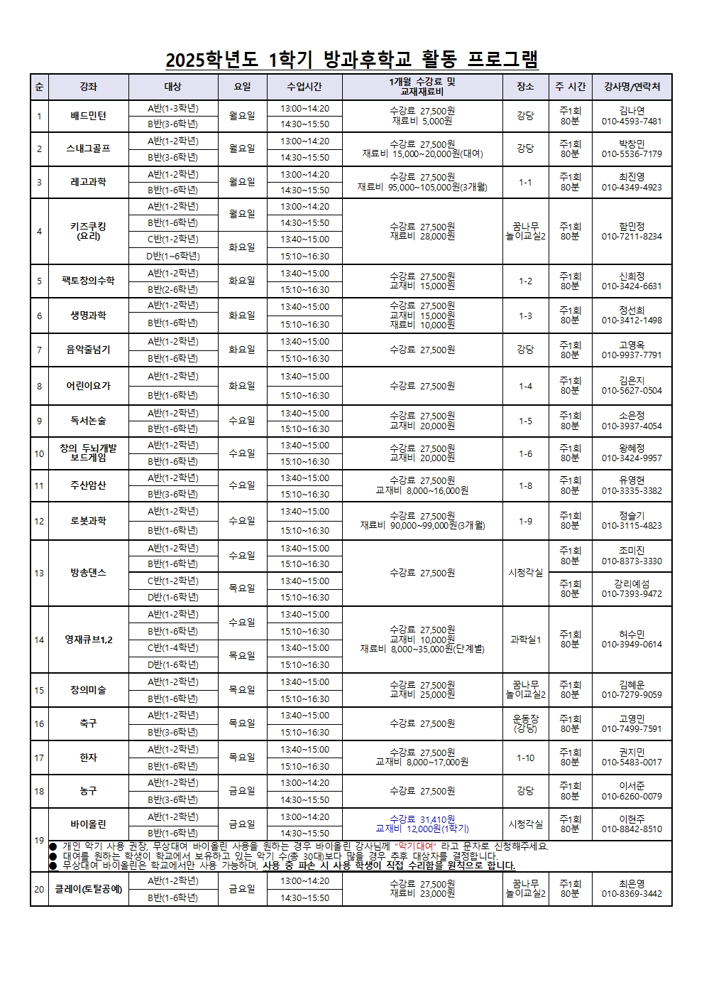 2025. 1학기 방과후학교 수강생 모집 안내장(발송용)002