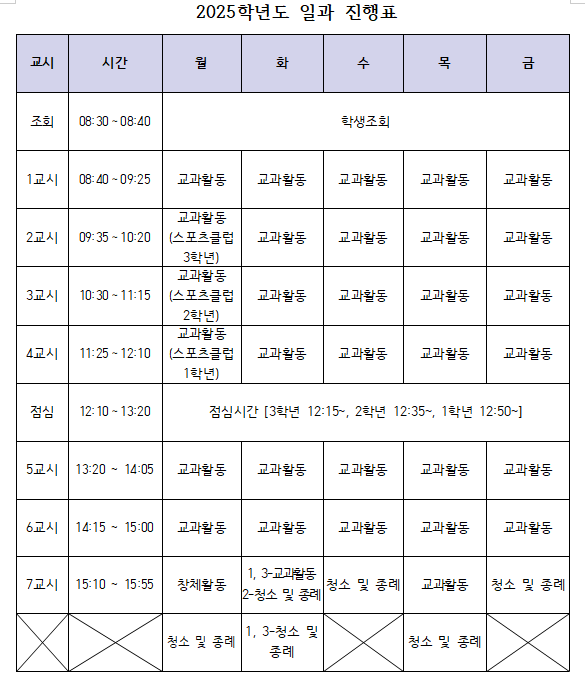 2025. 일과 진행표