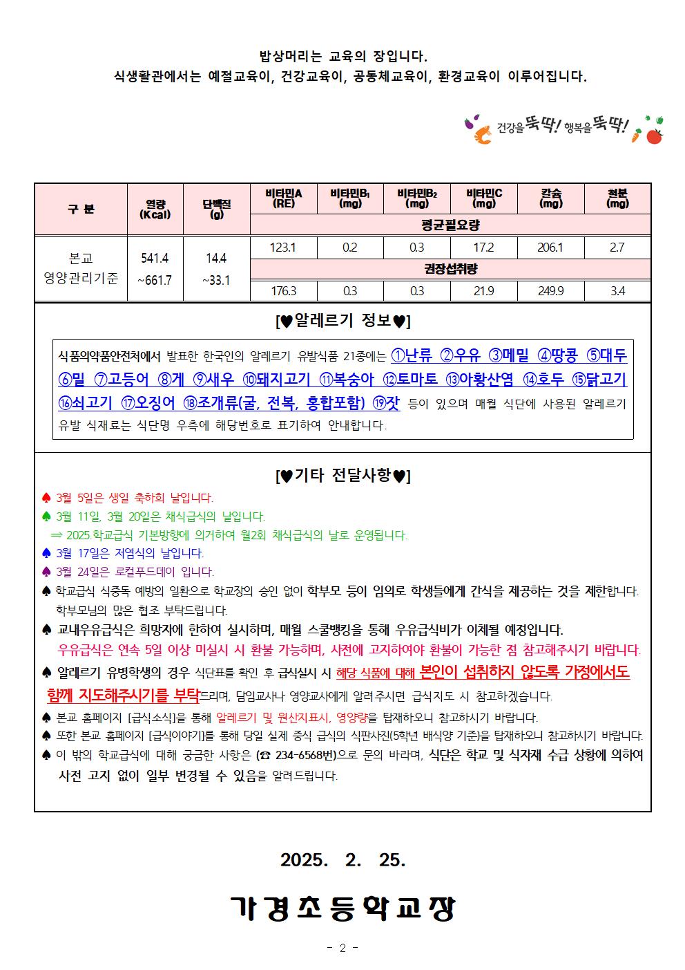 3월 식단표 및 식생활정보 안내 가정통신문002