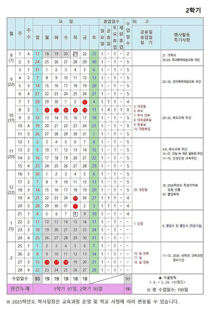 2025학년도 학사일정 안내002