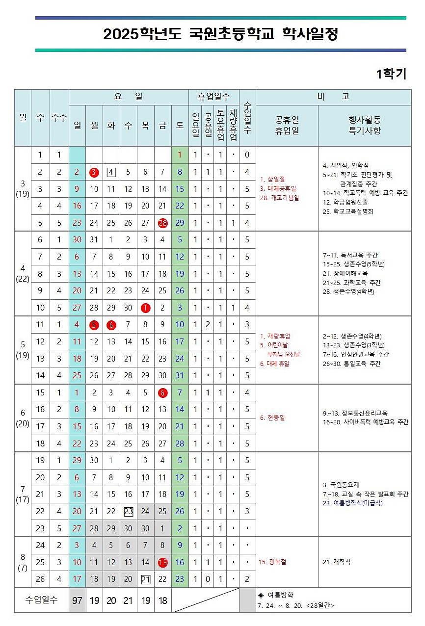 2025학년도 학사일정 안내001