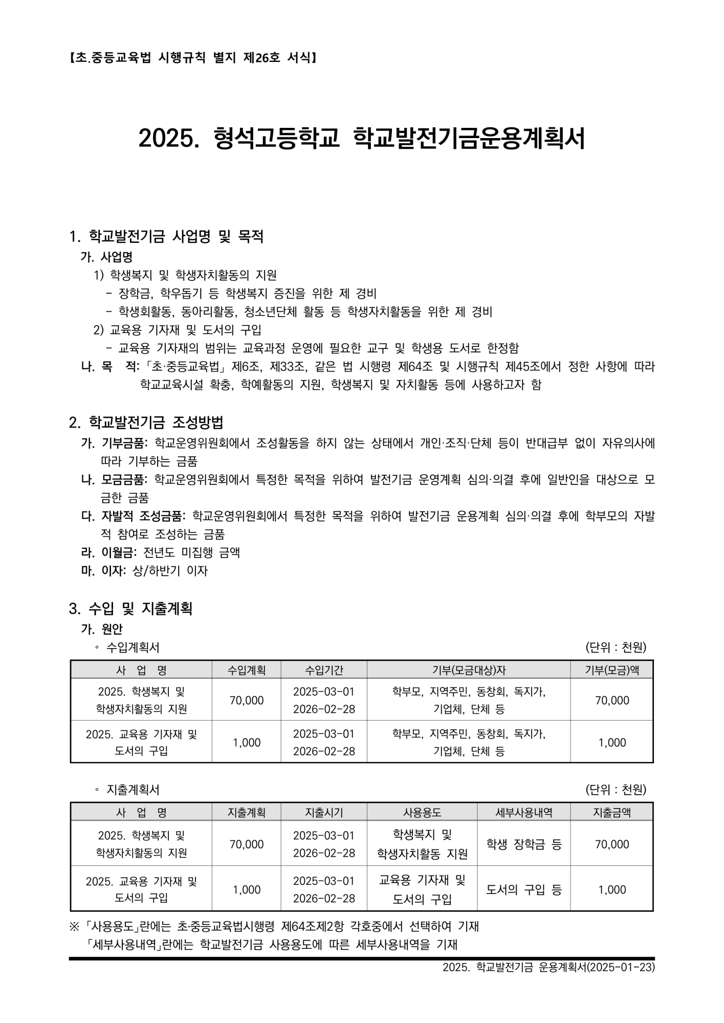 [형석고] 2025. 학교발전기금운용계획서(2025-01-23)_2