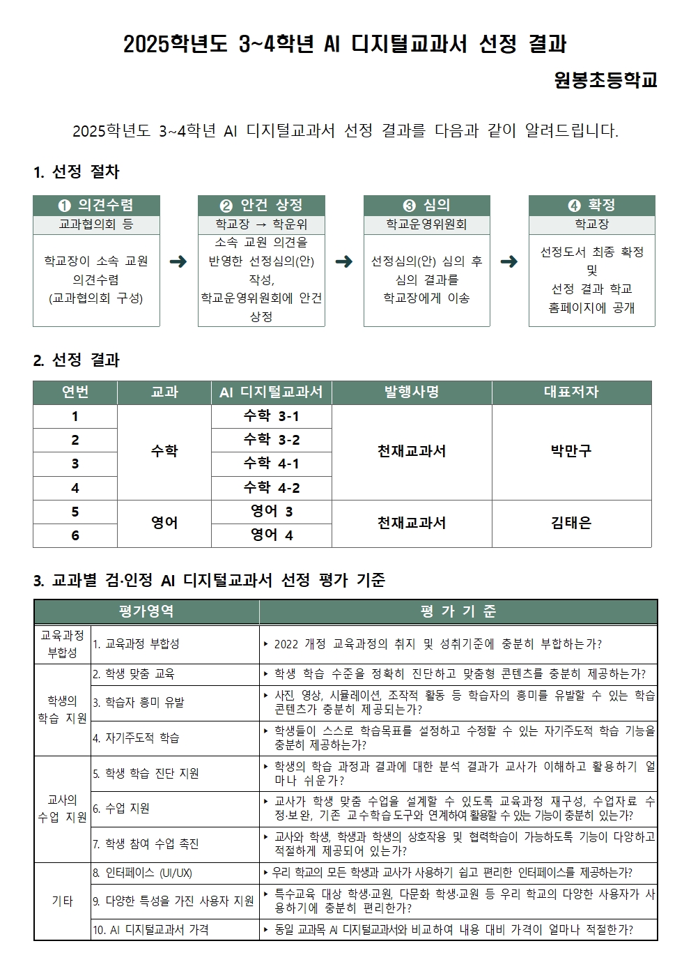 2025학년도 AI 디지털교과서 선정 결과001