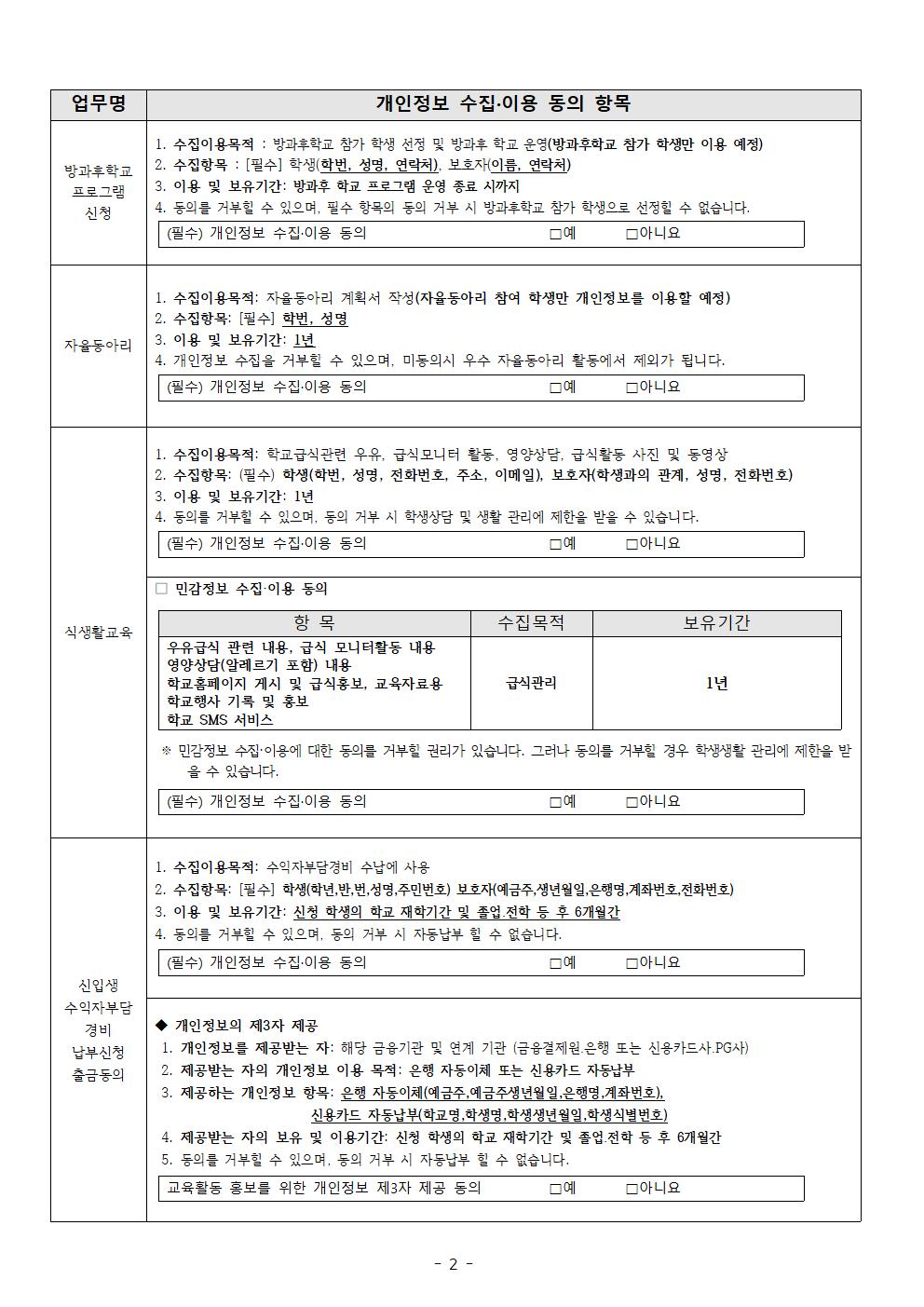 2025학년도 개인정보 수집·활용 동의 안내 가정통신문003