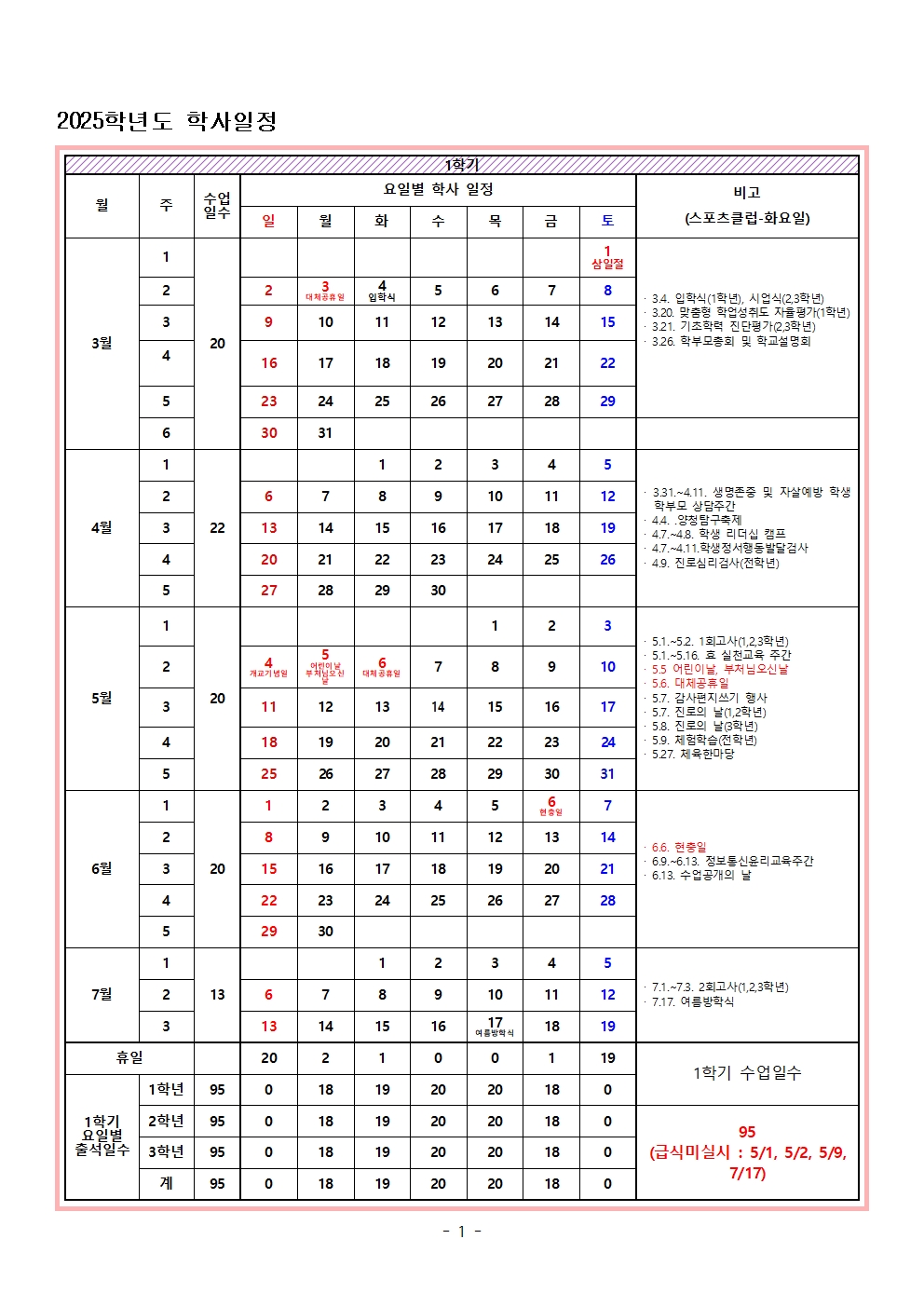 2025. 학사 일정001