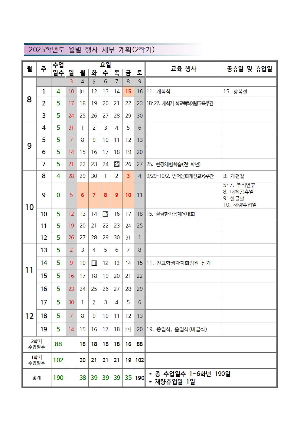 2025. 학사 일정 계획002