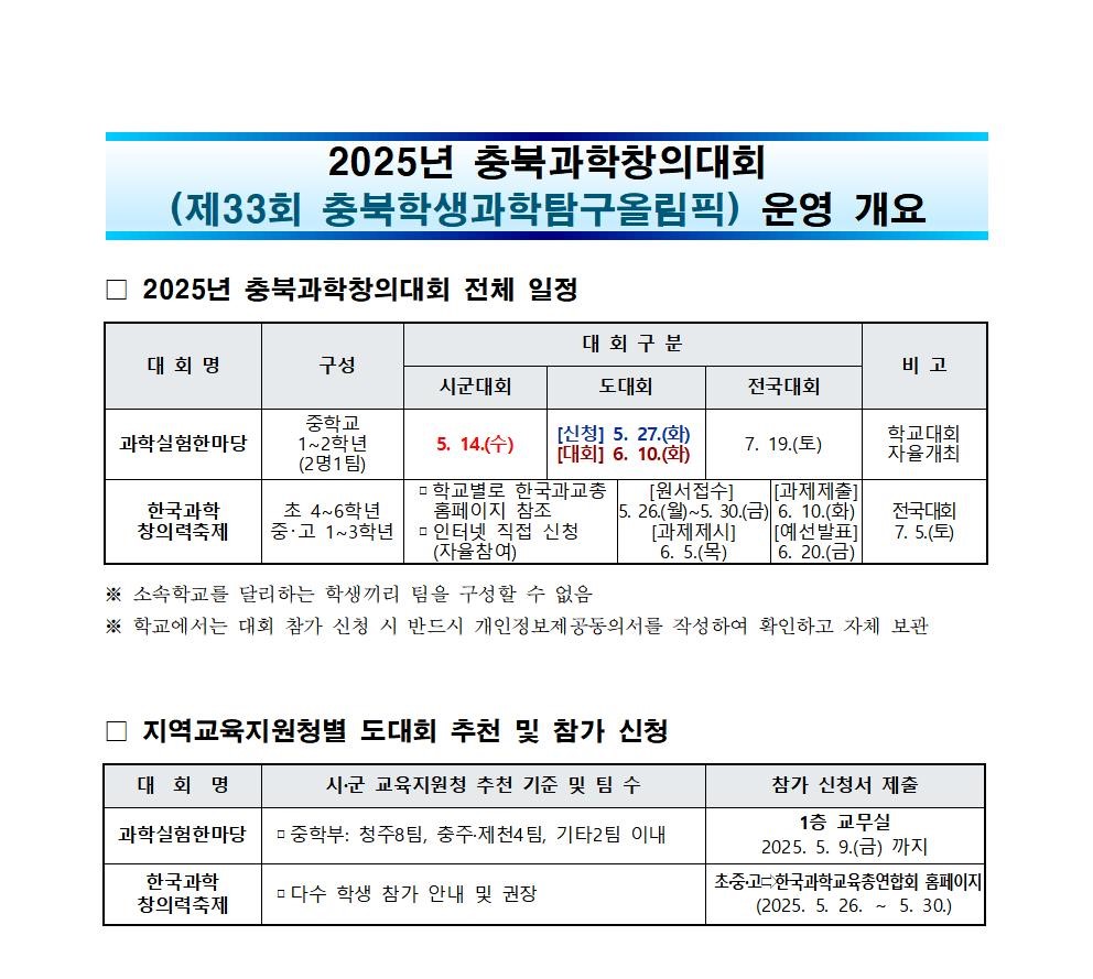 2025.충북과학창의대회(제33회 충북학생과학탐구올림픽) 운영계획(발송용)001