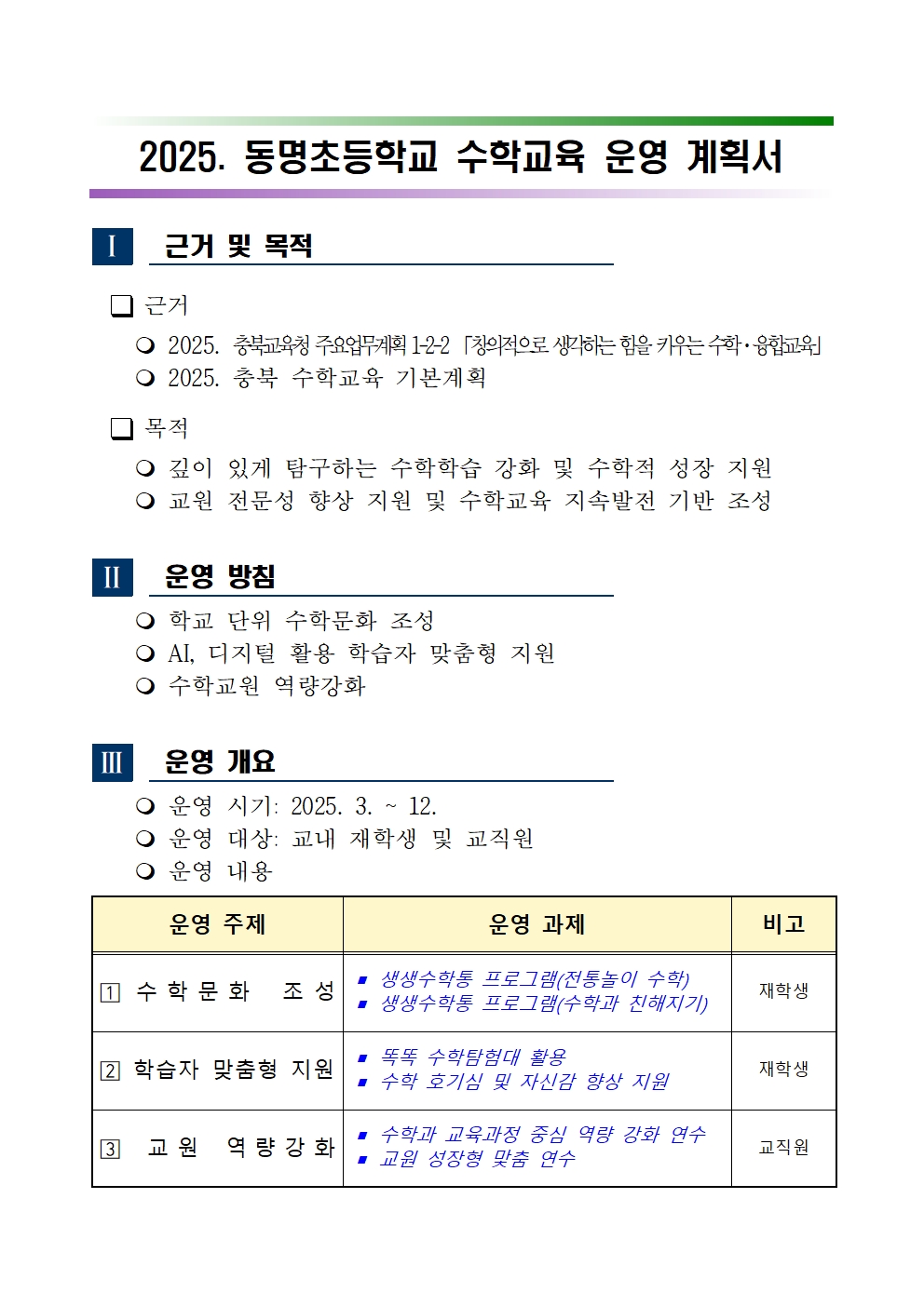 (동명초) 2025. 수학교육 운영 계획서001