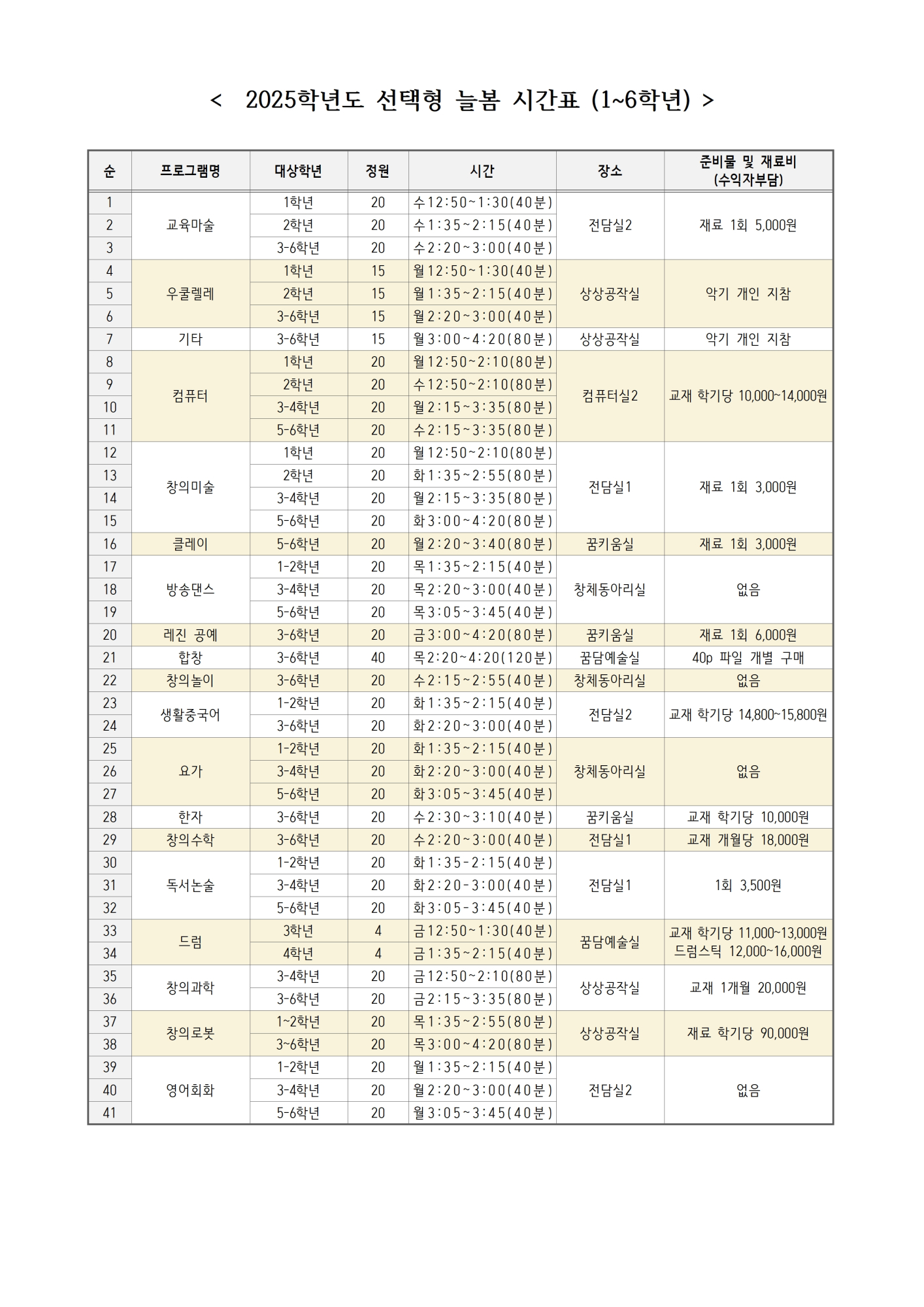 2025학년도 선택형 늘봄 프로그램 신청 안내 가정통신문003