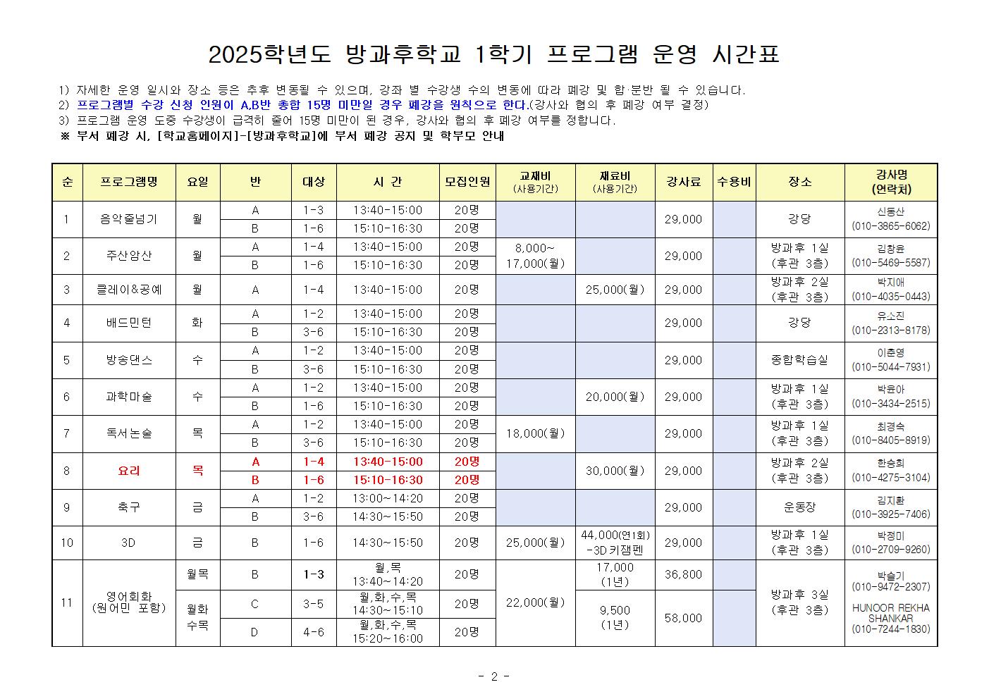 2025. 방과후학교 1학기 프로그램 운영 안내002