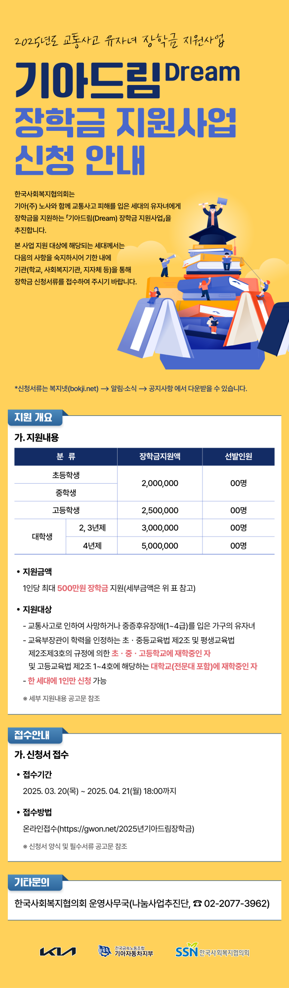 한국사회복지협의회 나눔사업추진단_붙임3 2025년도 기아드림(Dream) 장학금 지원사업 안내 포스터