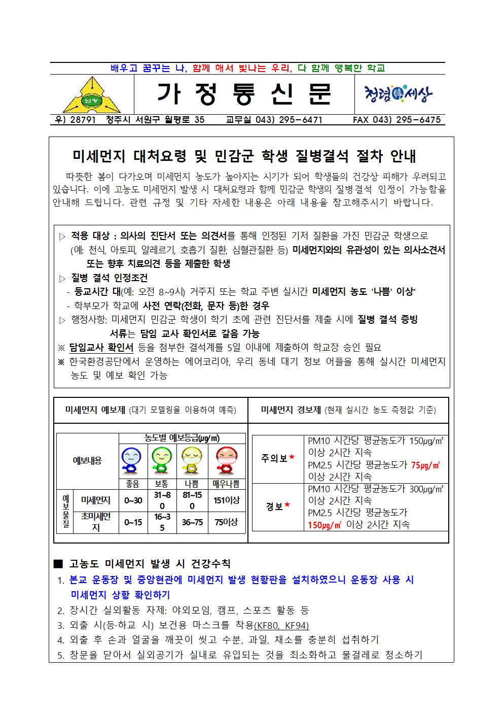 2025. 고농도 미세먼지 대응요령 사전 학부모 안내001